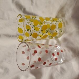 Deli Glass Tumblers Strawberry and Lemon Print